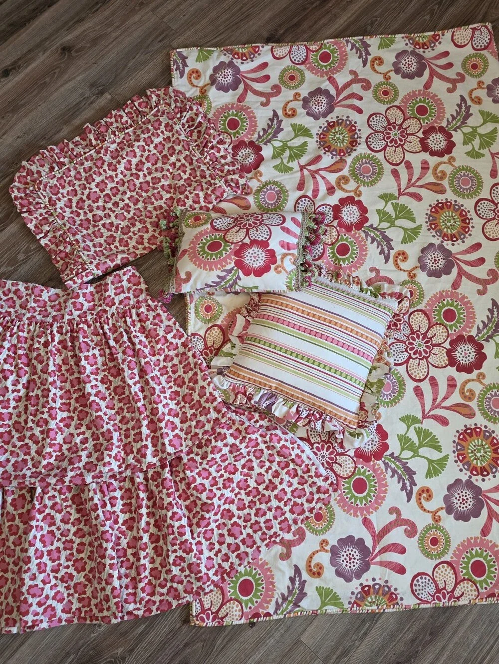 Vintage PB Teen Boho Floral Twin Duvet Bedding Set - 7 Piece Bundle Like New